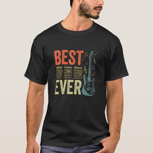 Bester Vater je Gitarrenmusikchord Apparel Väter D T-Shirt (Vorderseite)