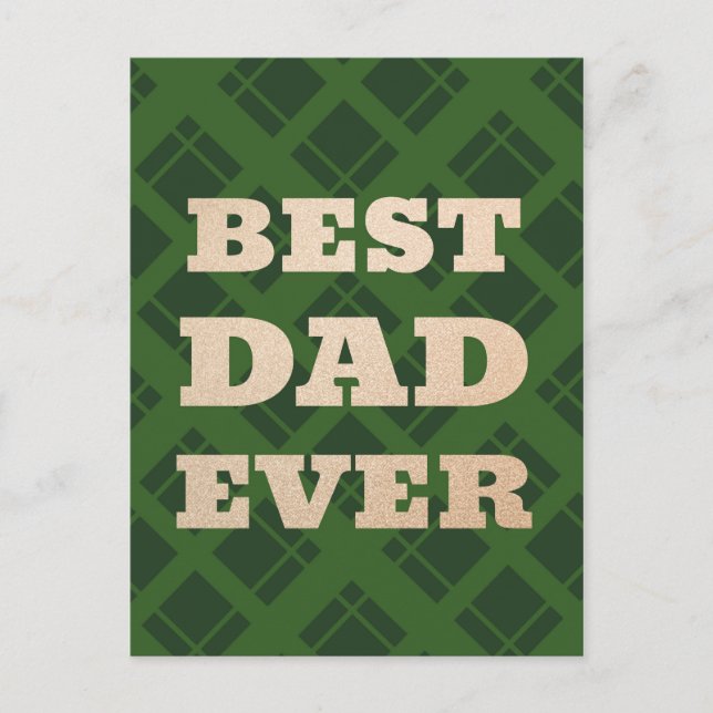 Bester Vater je Green Kariert Vathage Card Postkarte (Vorderseite)