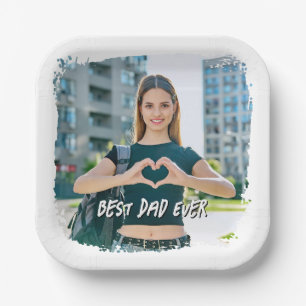 Bester Vater je Grunge Border Foto Pappteller