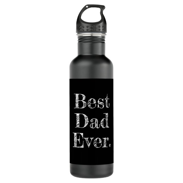 Bester Vater je handgezeichnete Typografie Schwarz Edelstahlflasche (Vorderseite)