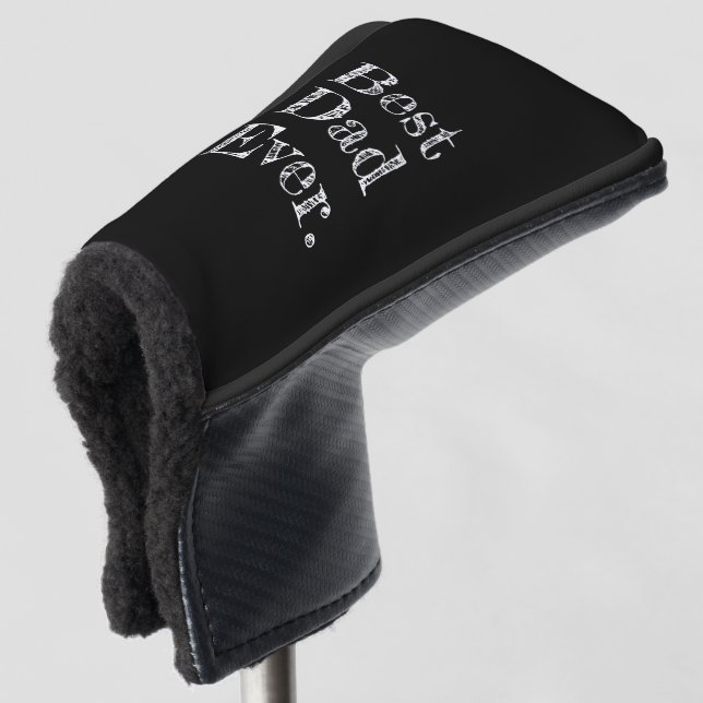 Bester Vater je handgezeichnete Typografie Schwarz Golf Headcover (3/4 Vorderseite)