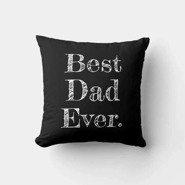 Bester Vater je handgezeichnete Typografie Schwarz Kissen (Vorderseite)