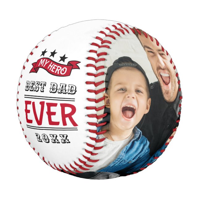 Bester Vater je Herd Thin Red Line Flag Foto Baseball (Schrägansicht)