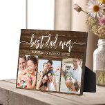 Bester Vater je Holz - Foto Collage des Vaters Fotoplatte<br><div class="desc">Feiern Sie Ihren Vater mit dem "Besten Vater je" Foto Collage Plaque, eine herzliche Hommage an den Mann, der die Welt für Sie bedeutet. Diese wunderschön gestaltete Plakette besticht durch eine hochwertige, individuell gestaltbare Collage aus Foto, in der Sie wertvolle Erinnerungen und besondere Momente vorstellen können. Die Collage ist elegant...</div>