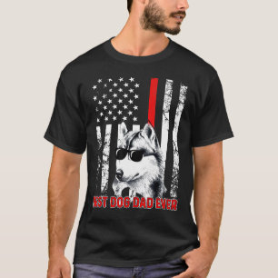 Bester Vater je Husky Dog Vater USA Flag Patriotic T-Shirt