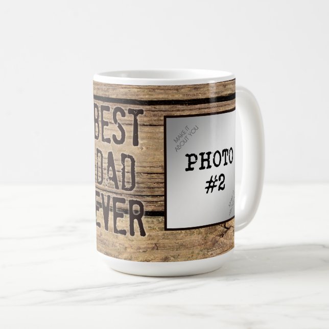 Bester Vater je in rustikalen Wood-Gerahmten Fotos Kaffeetasse (VorderseiteRechts)