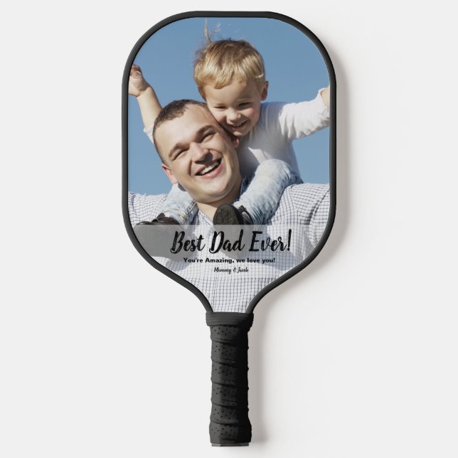 Bester Vater je Kind benutzerdefinierter Foto Pickleball Schläger (Vorderseite)