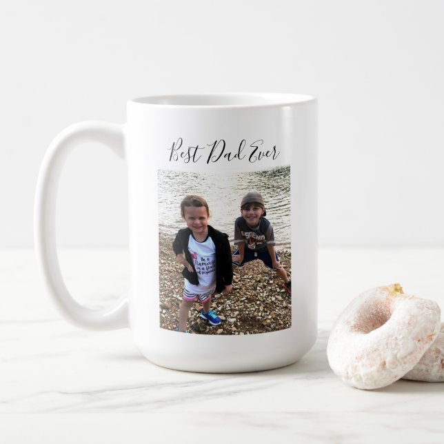 Bester Vater je kundenspezifisches Foto Moderne Ka Kaffeetasse (Mit Donut)