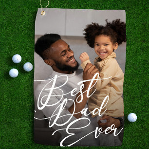 Bester Vater je Minimalistischen Foto Vatertag  Golfhandtuch