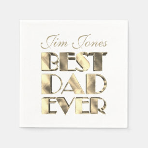 Bester Vater je mit Name Gold und Weiß Elegant Serviette