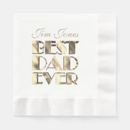 Bester Vater je mit Name Gold und Weiß Elegant Serviette