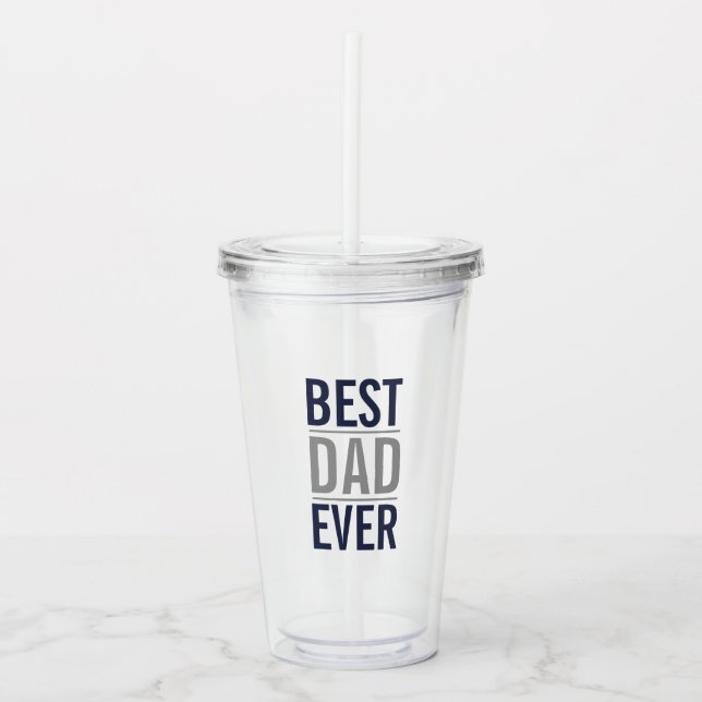 Bester Vater je | Modern Navy Blue Acryltrinkbecher (Vorderseite)