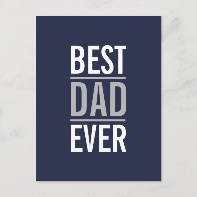 Bester Vater je | Modern Navy Blue Postkarte (Vorderseite)
