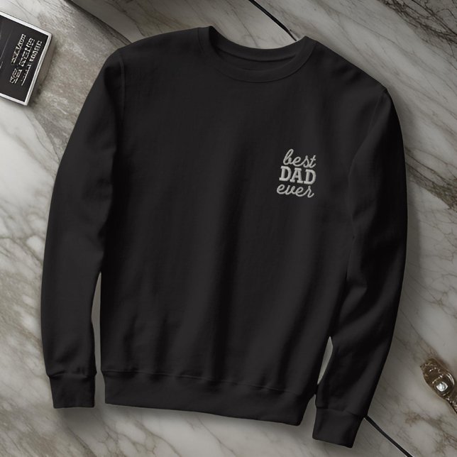 Bester Vater je Moderne einfache Monogrammtypograf Besticktes Sweatshirt (Von Creator hochgeladen)