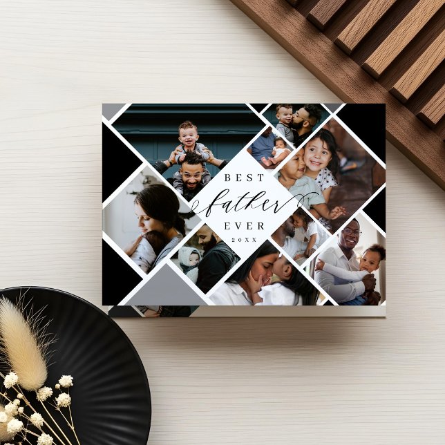 Bester Vater je Moderne Fotosammlung Personalisier Karte (Best Father Ever Modern Photo Collage Personalized Card)