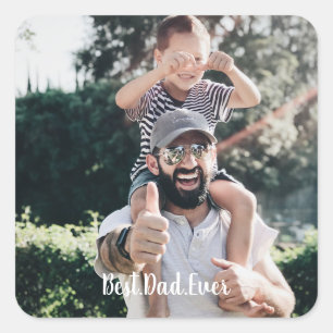 Bester Vater je Moderne Fotosammlung Quadratischer Aufkleber