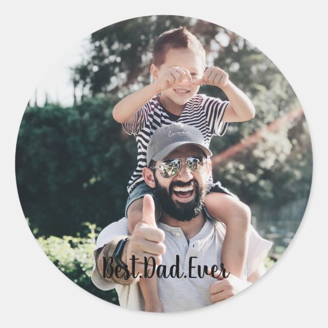Bester Vater je Moderne Fotosammlung Runder Aufkleber (Vorderseite)