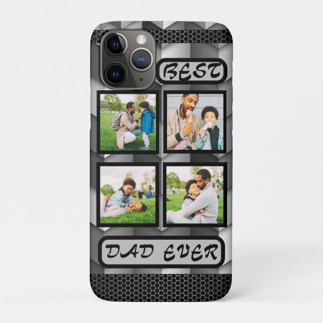 Bester Vater je Moderne Grau Familienfotosammlung Case-Mate iPhone Hülle (Rückseite)