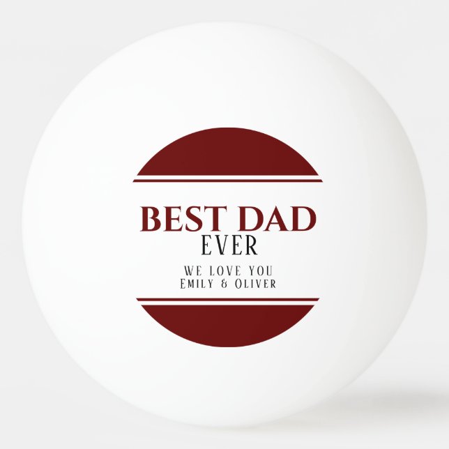 Bester Vater je Moderner Rotschwarzer Vater Tischtennisball (Vorderseite)