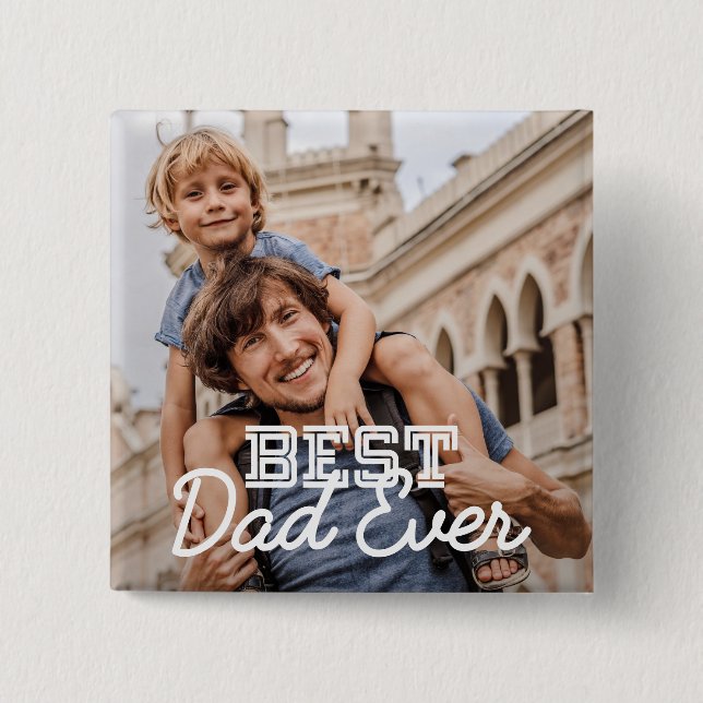Bester Vater je Modernes Cooles Stitch-Foto Button (Vorderseite)