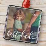 Bester Vater je Modernes, einfaches und spielerisc Ornament Aus Metall<br><div class="desc">Design besteht aus moderner und spielerischer Schriftzeichen. Fügen Sie Foto der Familie hinzu.</div>