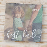 Bester Vater je Modernes, einfaches und spielerisc Steinmagnet<br><div class="desc">Design besteht aus moderner und spielerischer Schriftzeichen. Fügen Sie Foto der Familie hinzu.</div>