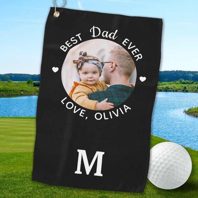 Bester Vater je Modernes Personalisiertes Foto Golfhandtuch (Von Creator hochgeladen)