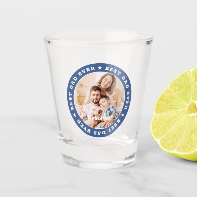 Bester Vater je Modernes Star Custom Foto Schnapsglas (Vorderseite)