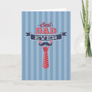 Bester Vater je Mustache und Krawatte Blaue Streif Karte