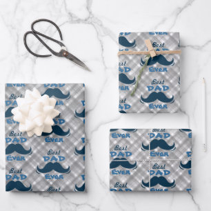 Bester Vater je Mustache Vatertag Geschenkpapier Set