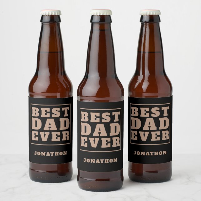 Bester Vater je Name Typografie Black Bierflaschenetikett (Flaschen)