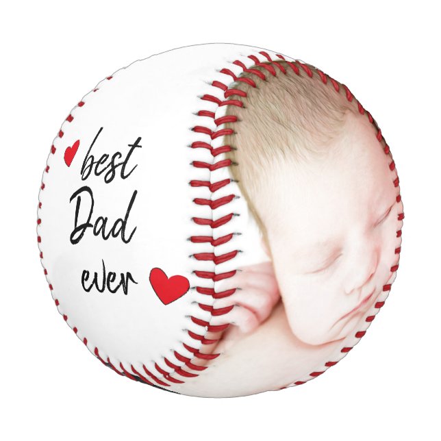 Bester Vater je Niedlich 2 Foto benutzerdefiniert Baseball (Schrägansicht)