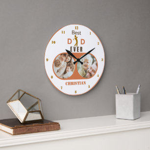 Bester Vater je Niedlich Modernes Foto Familienvat Große Wanduhr