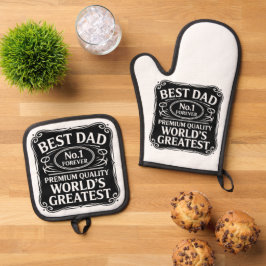 Bester Vater je Ofenhandschuh & Topflappen-Set