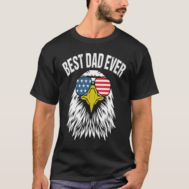Bester Vater je Patriotic Eagle Face USA Flaggenva T-Shirt (Vorderseite)