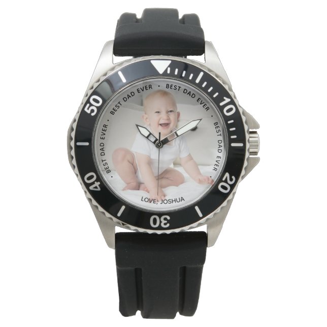 Bester Vater je Personalisiert Foto Beobachten Armbanduhr (Vorderseite)