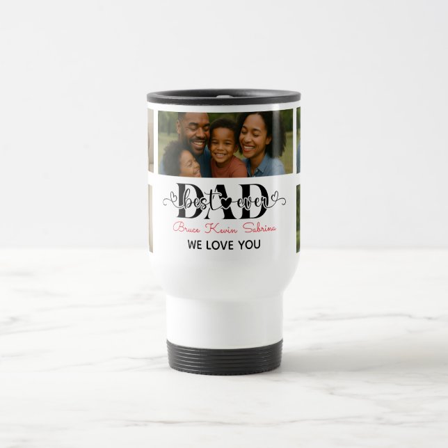 Bester Vater je Personalisierter FotoCollage Reisebecher (Mittel)