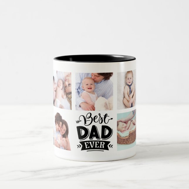 Bester Vater je Personalisiertes Foto Collage Gesc Zweifarbige Tasse (Mittel)