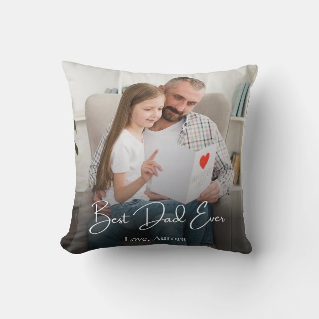 Bester Vater je Personalisiertes Foto Kissen (Vorderseite)