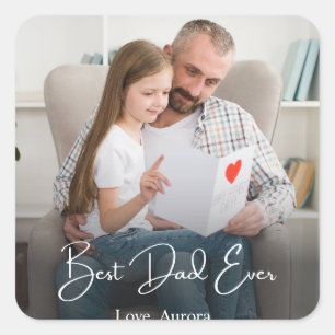 Bester Vater je Personalisiertes Foto Quadratischer Aufkleber