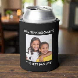 Bester Vater je Personalisiertes Foto Schwarz Dosenkühler