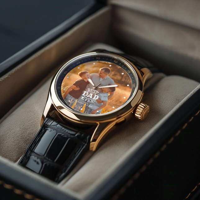 "Bester Vater je" Personalisiertes Foto-Video Armbanduhr (Inspiration mockup (not actual product))
