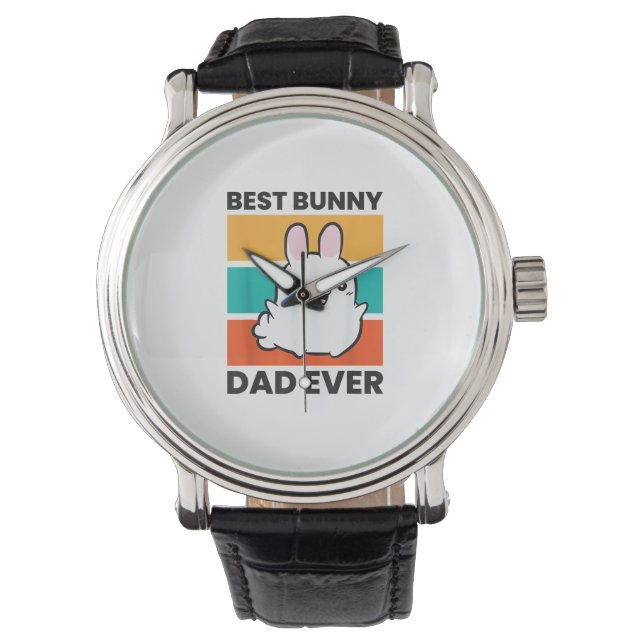 Bester Vater je Rabbit niedlicher Hase Armbanduhr (Vorderseite)