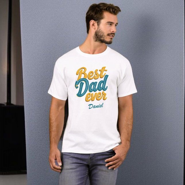 Bester Vater je | Retro Customizable Vatertag T-Shirt (Von Creator hochgeladen)