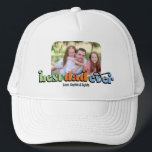 Bester Vater je Retro-Text-Foto Truckerkappe<br><div class="desc">Dieses Foto ist ein perfektes Geschenk für Papa! Das Design besteht aus einem Foto mit abgerundeten Ecken und Retrotext "bester Papa je". Personalisieren Sie die Namen der Kinder.</div>