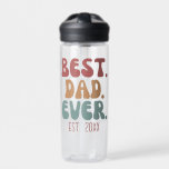 Bester Vater je Retro Vintag 70er Schriftart Vater Trinkflasche<br><div class="desc">Bester Papa je mit individualisierbarem festem Datum in Retro-Schriftart und Farben.</div>