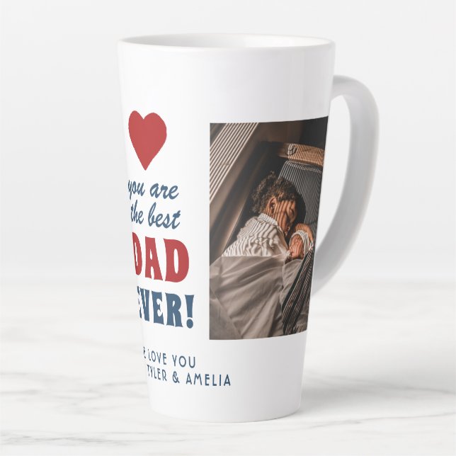 Bester Vater je Rotes Herz 2 Foto Milchtasse (Rechte Ecke)