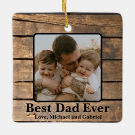 Bester Vater je rustikal bedrücktes Holzmuster Keramikornament