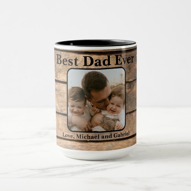 Bester Vater je rustikal bedrücktes Holzmuster Tasse (Zentrum)