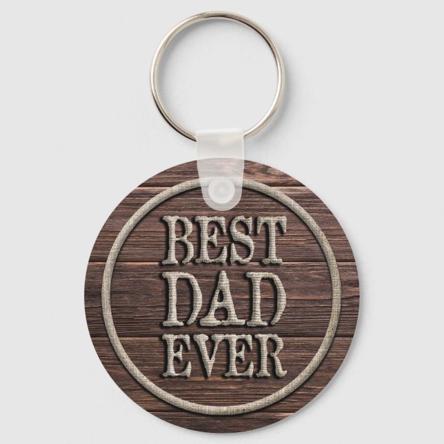 Bester Vater je Rustikal Burlap & Wood Schlüsselanhänger (Vorderseite)